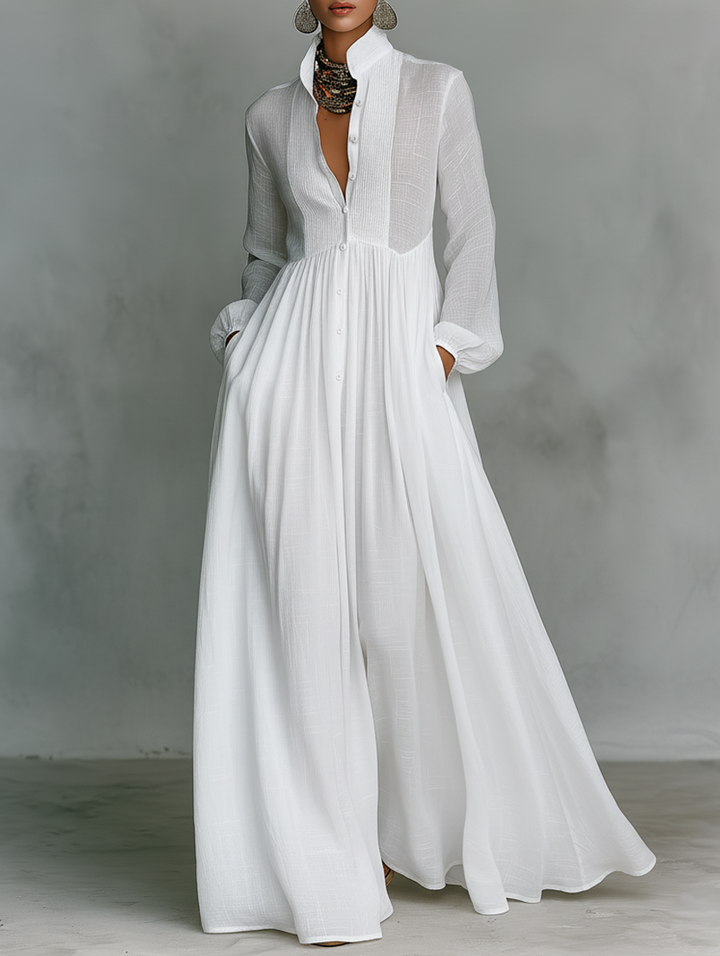 Sheilan – Elegantes Maxikleid Mit Knöpfen