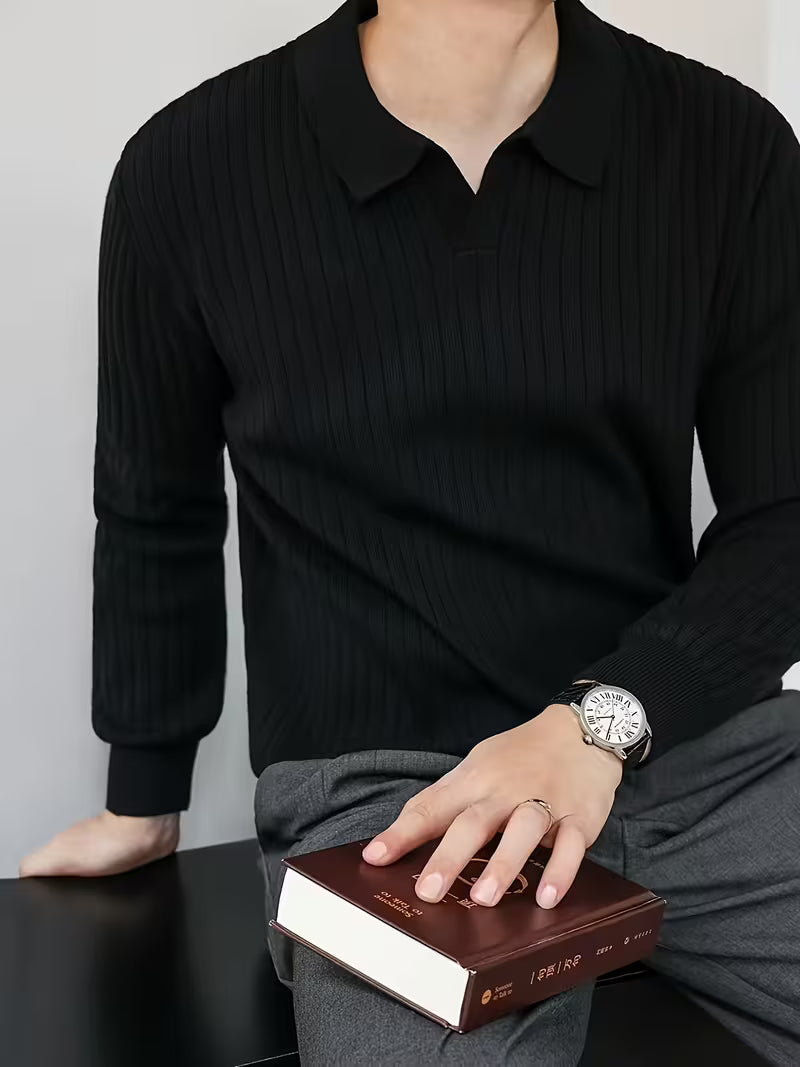 Kaeran – Eleganter Polo-Pullover Aus Geripptem Strick