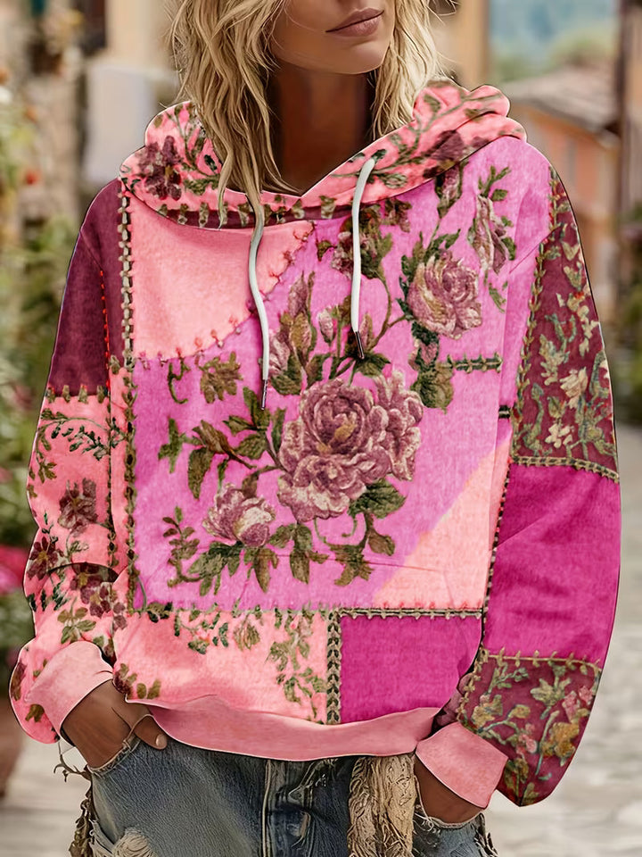Norella – Langärmliges Kapuzenshirt MIT Blumen-patchwork