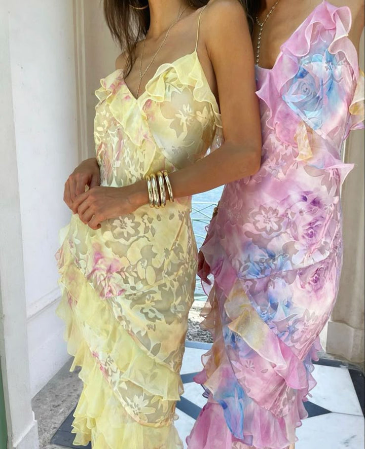 Latonya - Licht Kleid Mit Rüschen