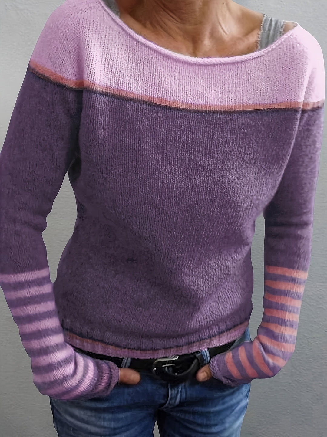Katharina – Langärmeliger Gestreifter Pullover