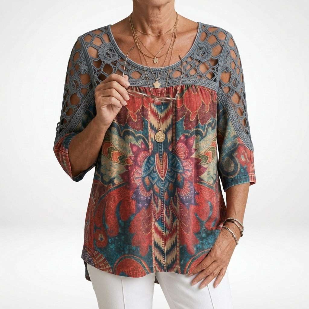 Steven – Bluse mit Ethnischem Bohemian Drucken