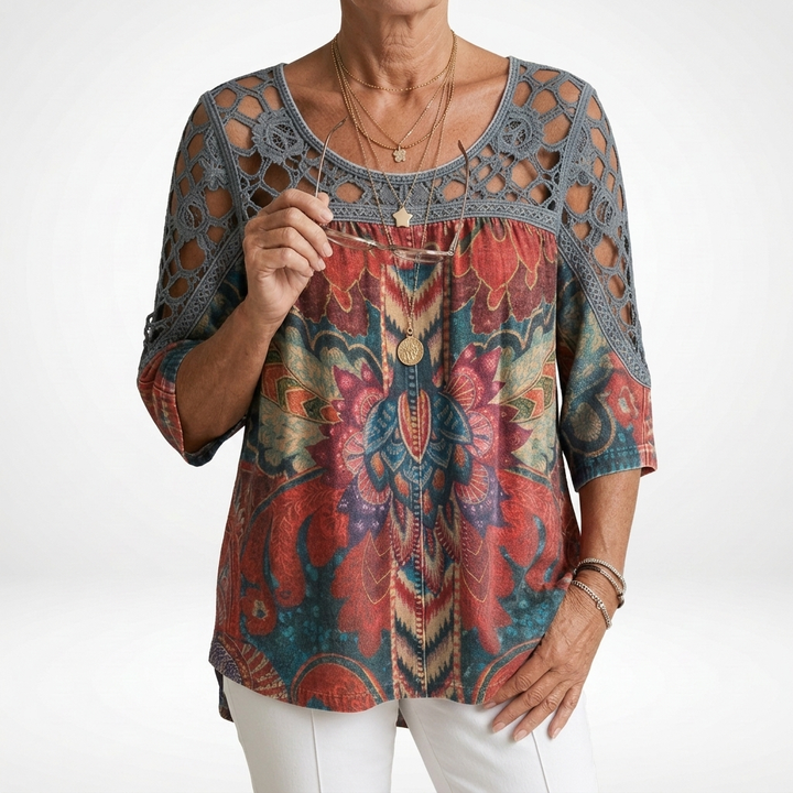 Steven – Bluse mit Ethnischem Bohemian Drucken
