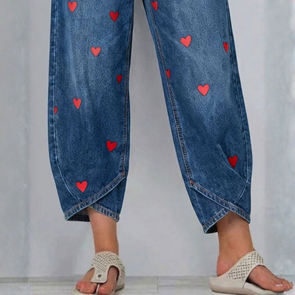 Raemaa – Jeans in Knöchellänge mit Herzmuster