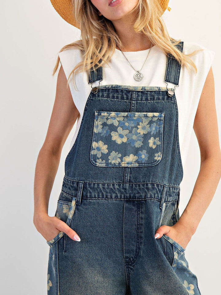 Yalita – Jeanslatzhose mit Blumenmuster