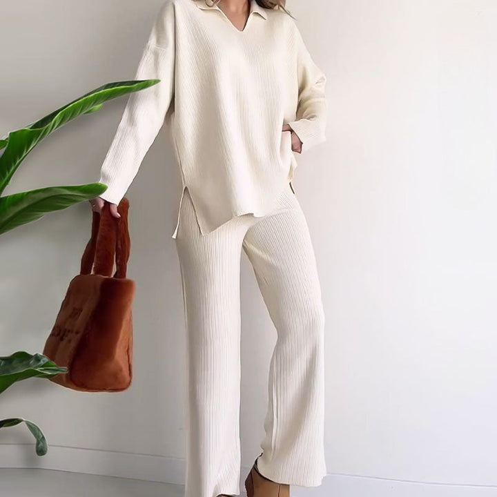 Alyana – Geripptes Gestricktes Zweiteiliges Lounge Set