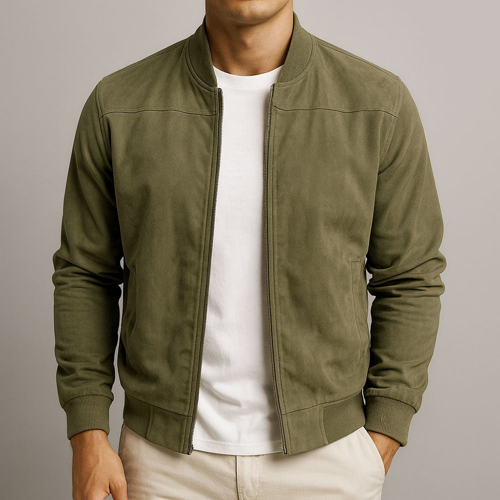 Laamin – Klassische Bomber Jacke Aus Wildleder