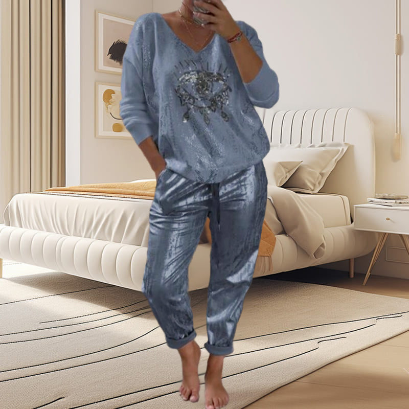 Ashley - Top und Der Teufel Auge Pailletten Hose