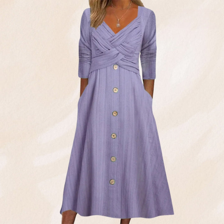 Anouk - Elegantes und Schlank Machendes Kleid mit Knöpfen