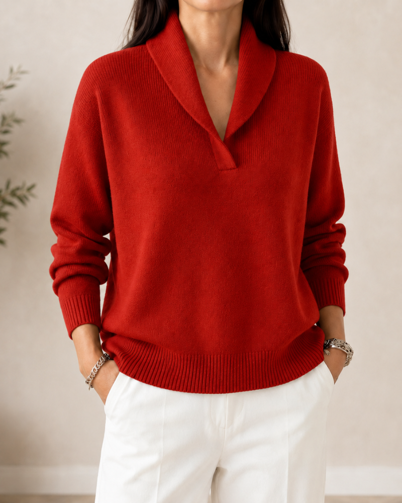 Samilla – Langarmpullover Mit V-ausschnitt