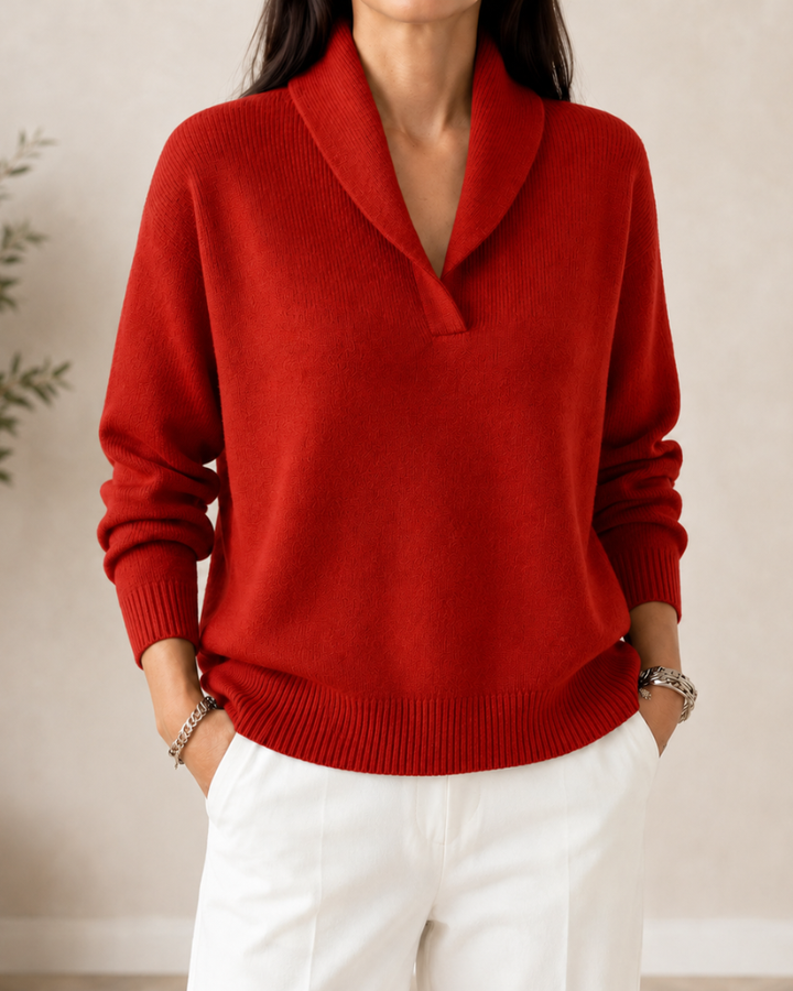 Samilla – Langarmpullover Mit V-ausschnitt