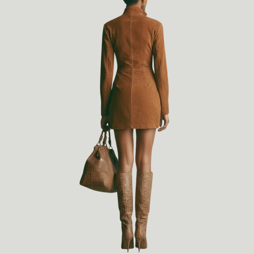Narion – Wildleder-Kleid mit Reißverschluss