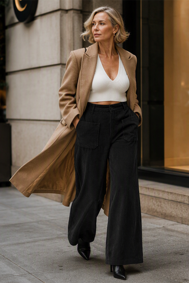Jina – Hose Mit Weitem Bein Und Vordertaschen