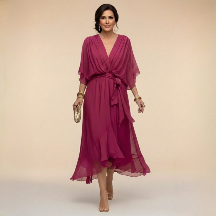 Harshani - Lappen Kleid Mit V-Ausschnitt