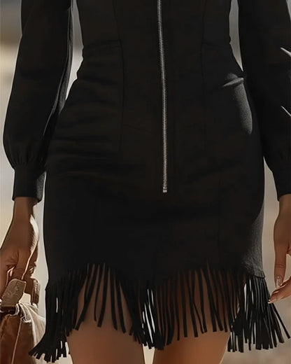 Rittika – Kleid Mit Reißverschluss Und Fransenbesatz