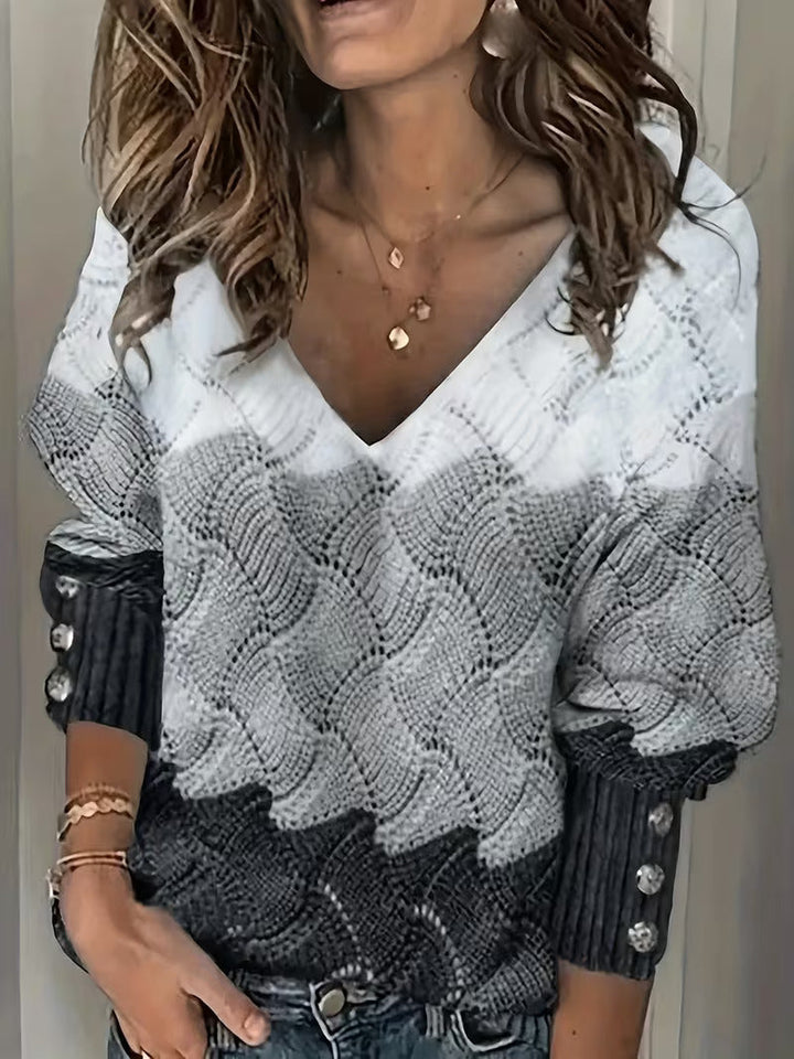 Sinara – Eleganter Pullover Mit V-Ausschnitt Und Langen Ärmeln