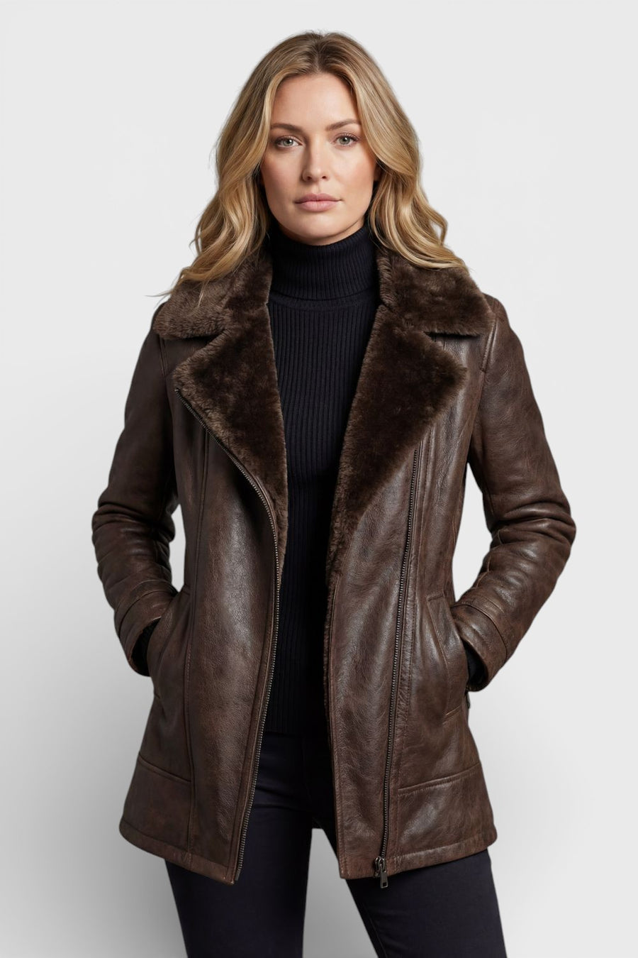 Mystara – Lederjacke mit Schaffellfutter