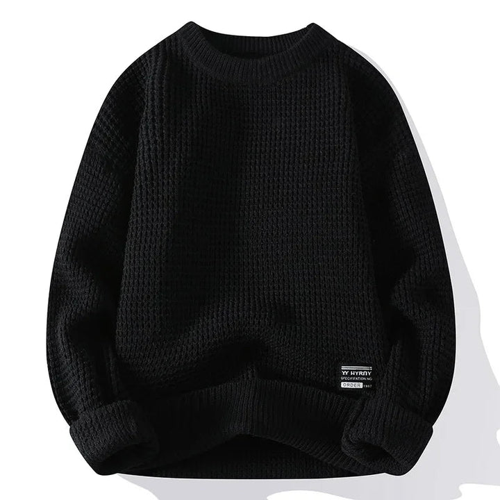 Henning – Waffelgestrickter Pullover Mit Langen Ärmeln