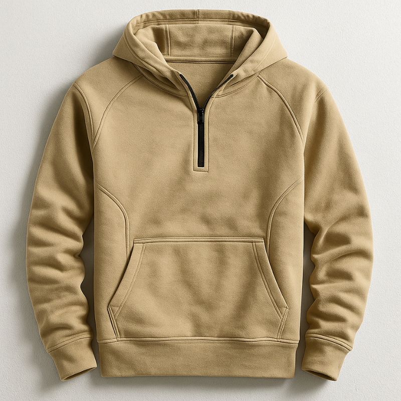 Kennet – Langarm-sweatshirt MIT Kapuze Und Viertelreißverschluss