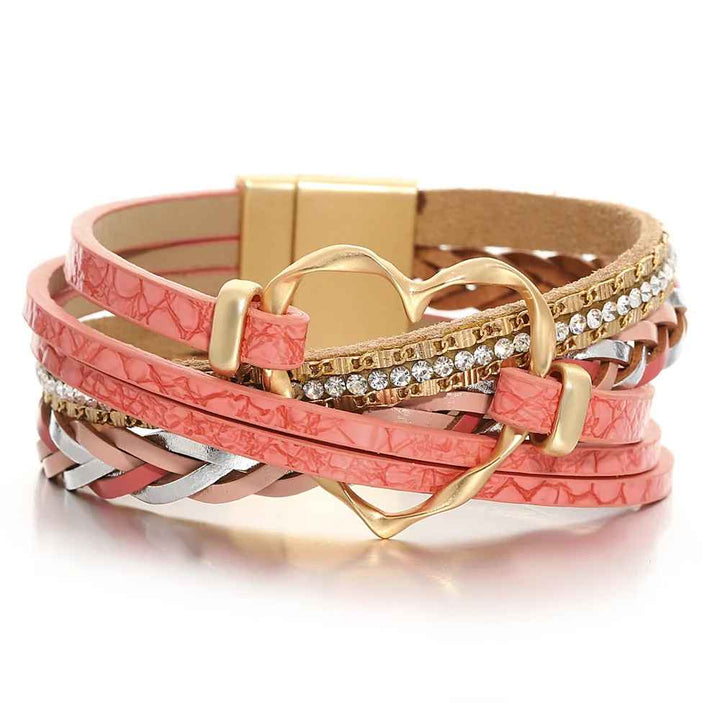 Reyn – Lederarmband mit Herzanhänger in Lagenoptik
