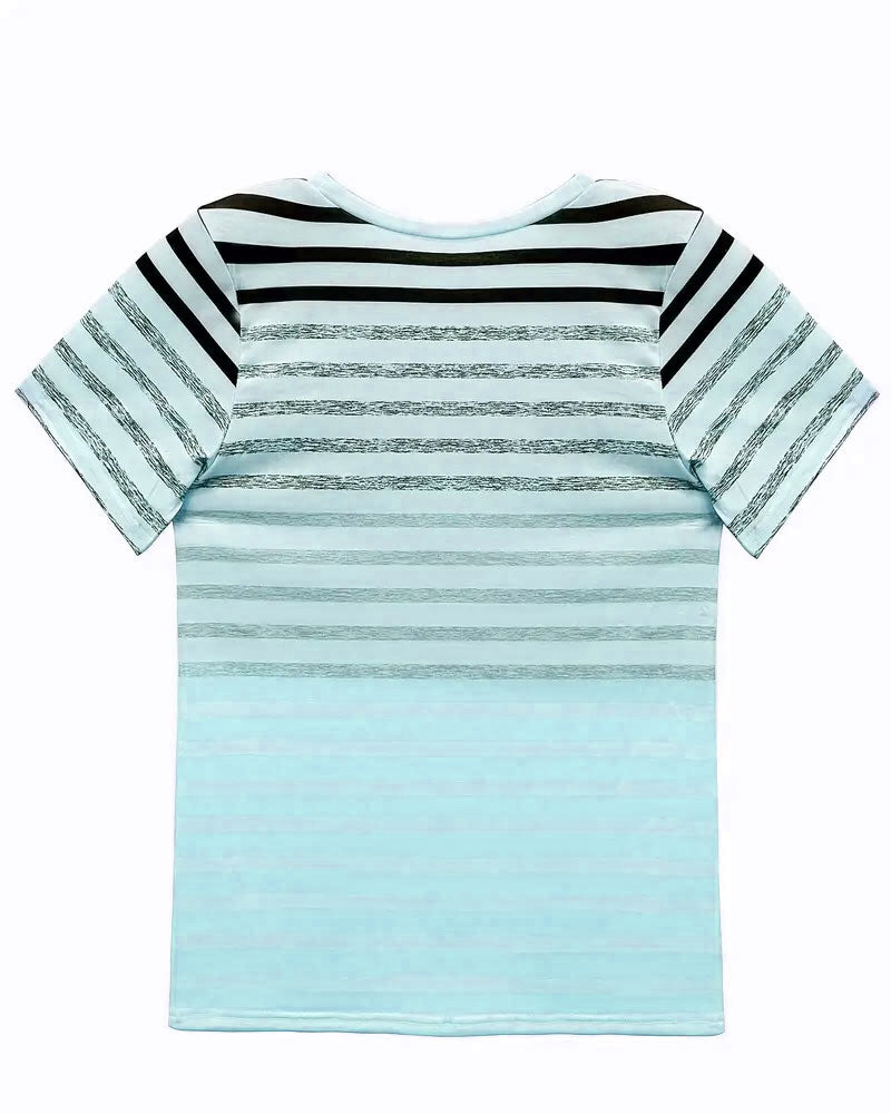 Kellie - Gestreiftes Kurzarm-T-Shirt Mit Rundhalsausschnitt