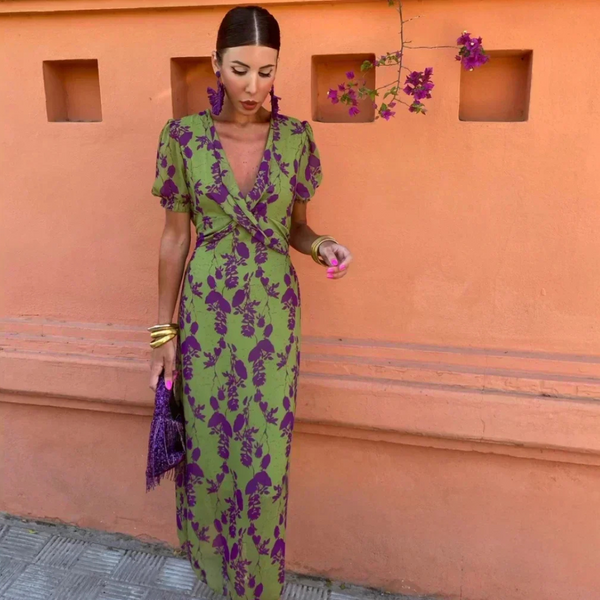 Ilze – Langes Kleid Mit Blumen Muster
