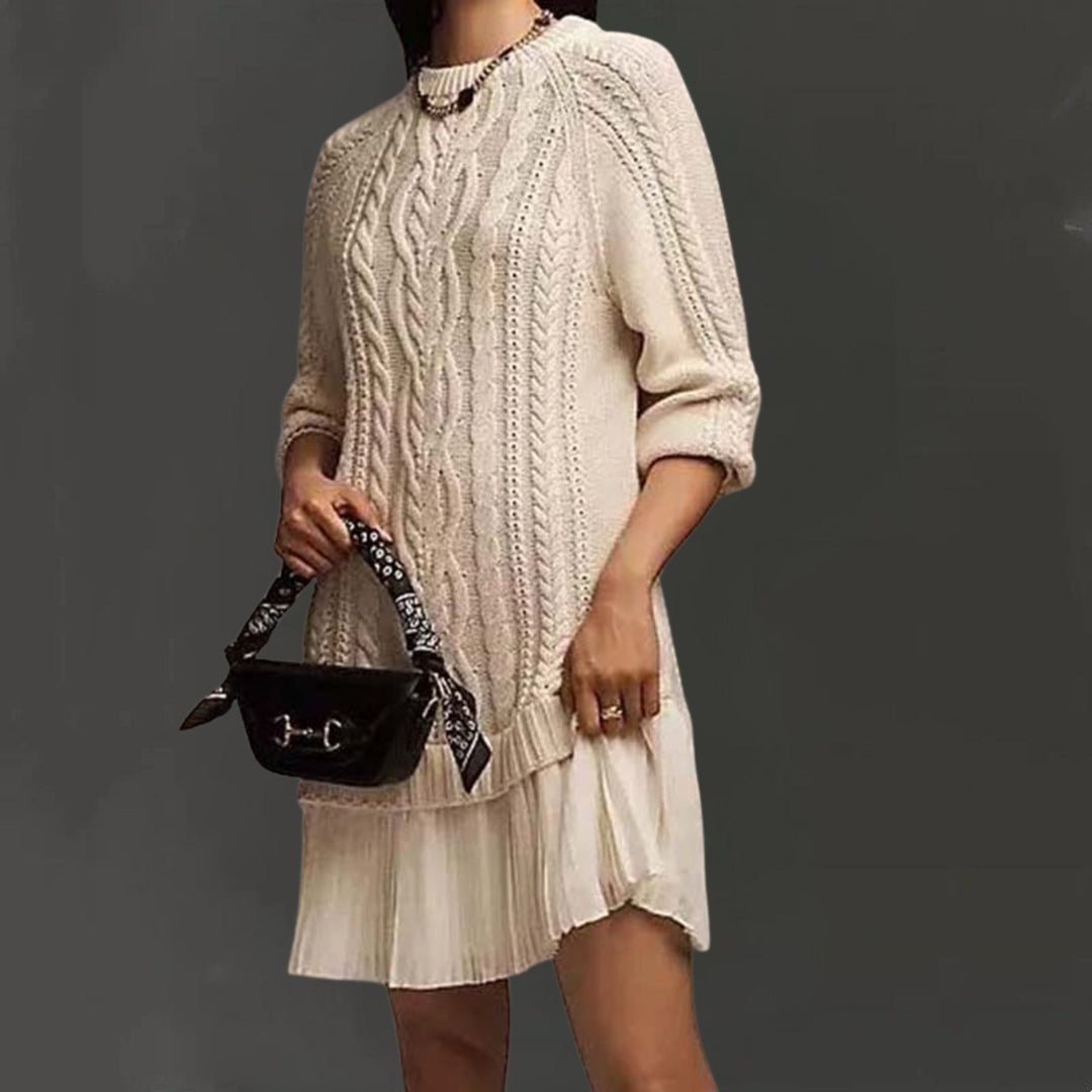 Kalena – Mini Strick Kleid Mit Zopfmuster