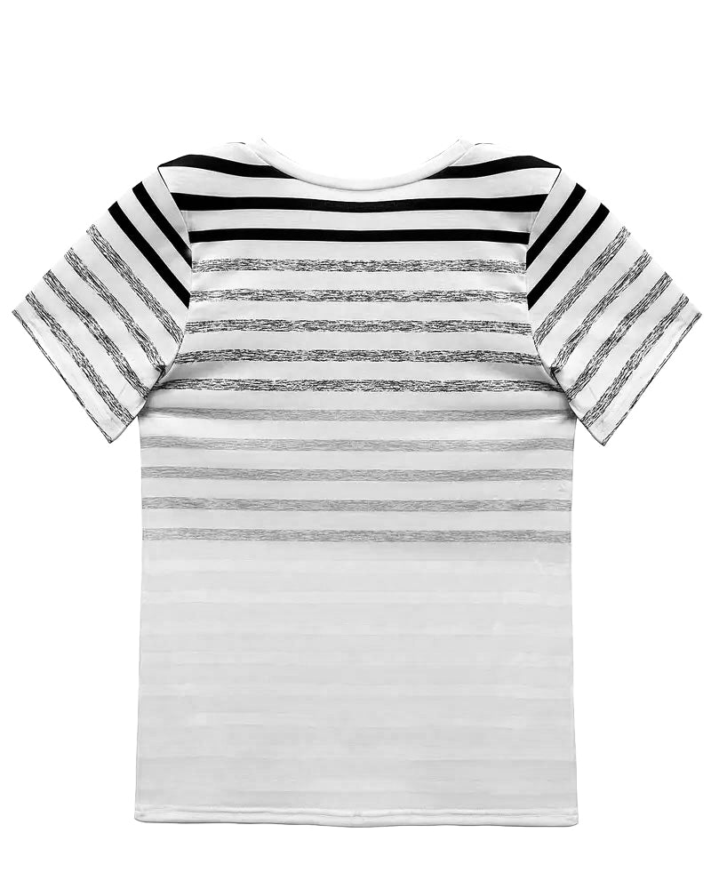 Kellie - Gestreiftes Kurzarm-T-Shirt Mit Rundhalsausschnitt