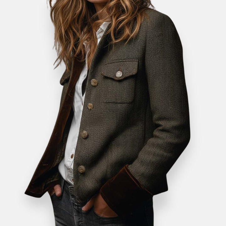 Gordi – Langärmeliger Blazer Mit Samtbesatz