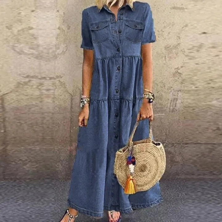 Gudelia – Lässiges Kurzarm Kleid Mit Tasche