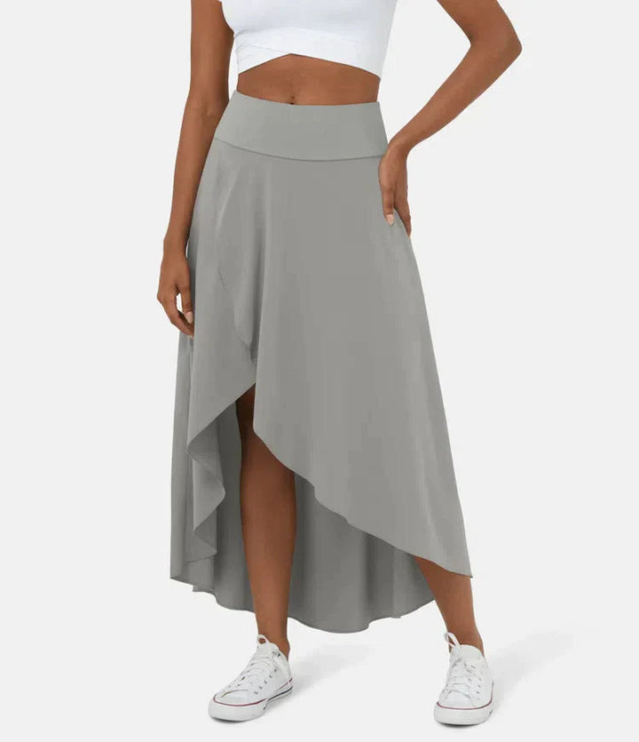 Keisha - Lässiger Midirock Mit Hoher Taille Und Tiefem Volantrock
