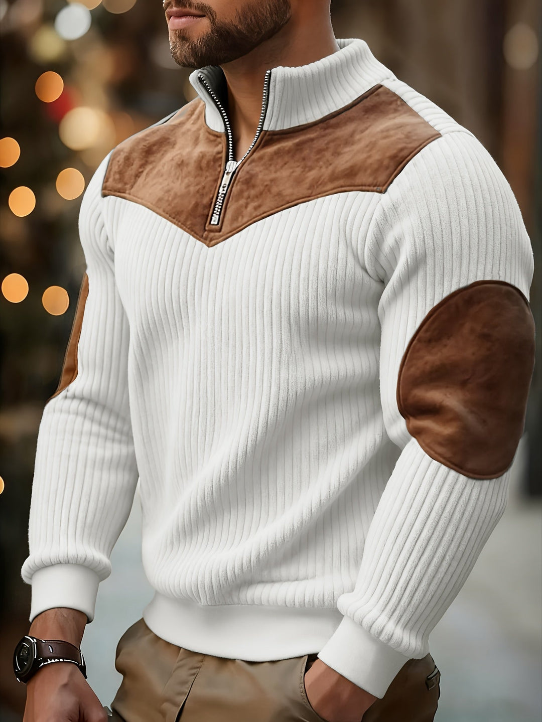 kortez – Lässiger Strickpullover Mit Halbem Reißverschluss