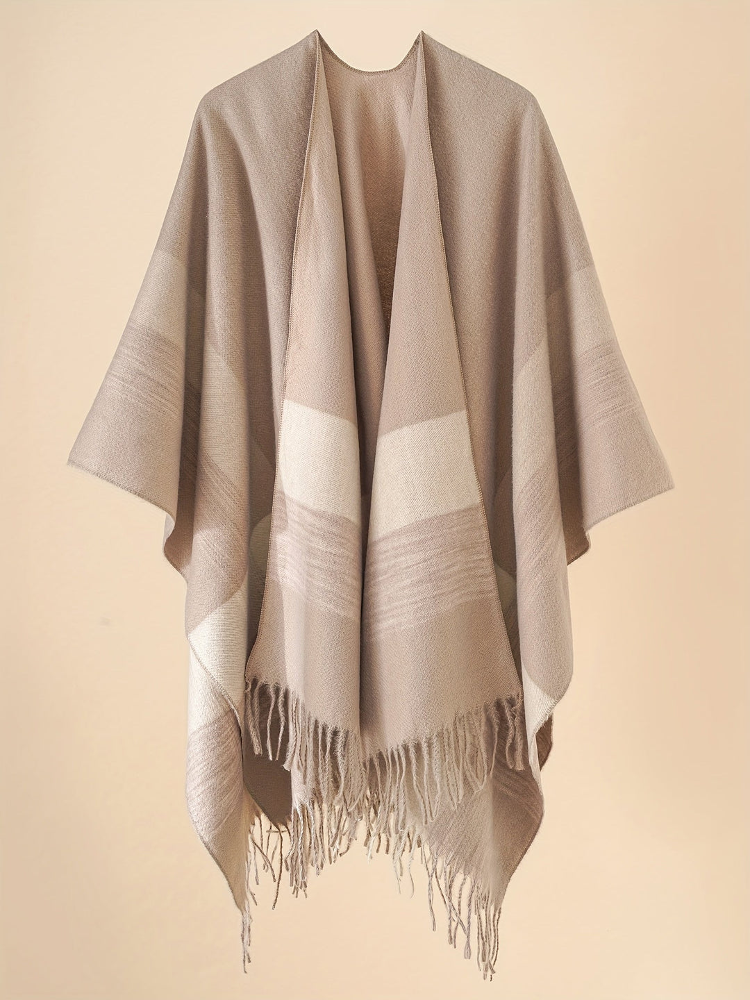 Kyrine - Poncho Schal Mit Fransen Und Geometrischem Muster