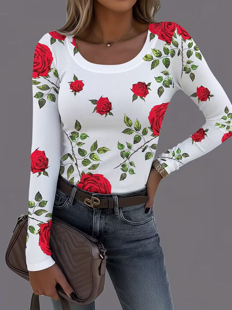 Rabiye – Oberteil mit Blumenmuster und quadratischem Ausschnitt