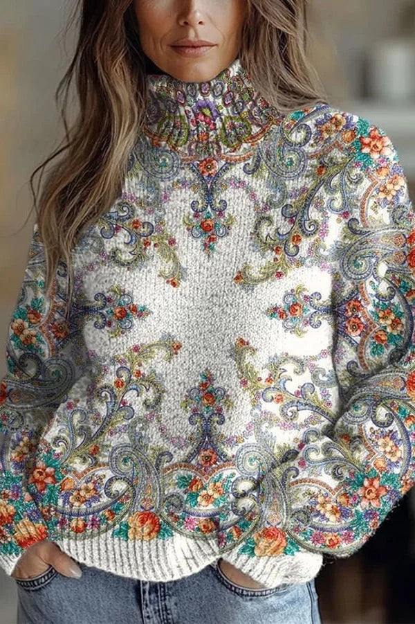 Nijole - Hochgeschlossenes Sweatshirt Mit Langen Ärmeln Und Blumenmuster