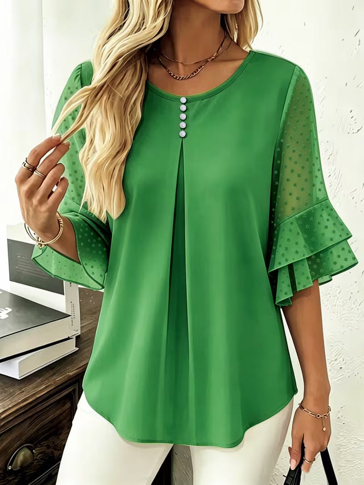 Hurley – Bluse Mit Rundhalsausschnitt Und Transparenten Rüschenärmeln