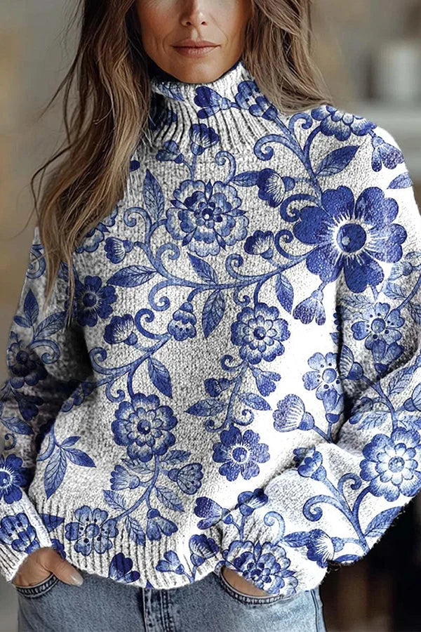 Nijole - Hochgeschlossenes Sweatshirt Mit Langen Ärmeln Und Blumenmuster