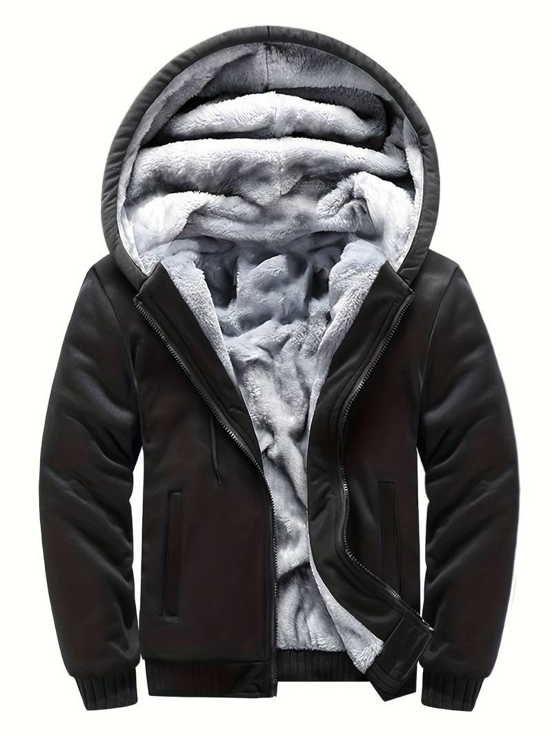 Oziel - Warme Fleece Jacke Mit Kapuze Und Reißverschluss