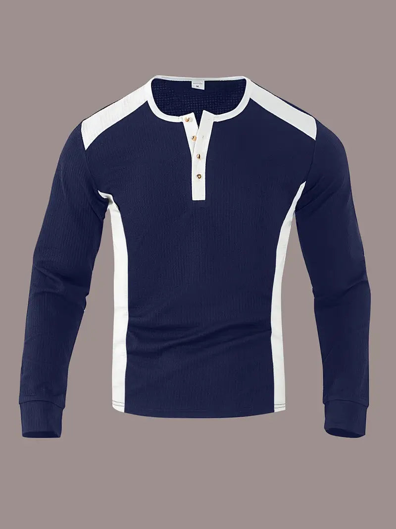 Kyran – Langärmliges Henley Hemd Mit Waffelmuster
