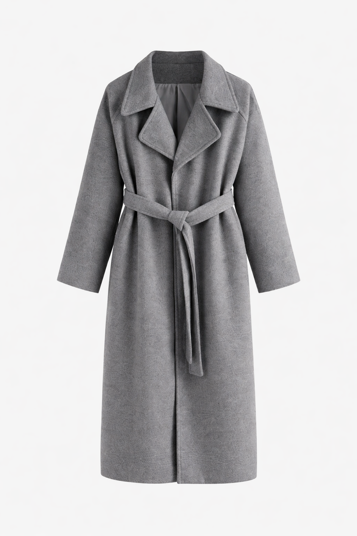 Shulamit - Eleganter Langarm Mantel Mit Gürtel