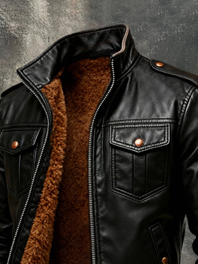 Marek – Weiche Leder Jacke Mit Fronttaschen