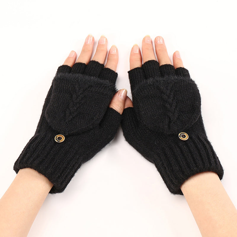 GloveGleam – Gestrickte Fingerlose Flip Handschuhe