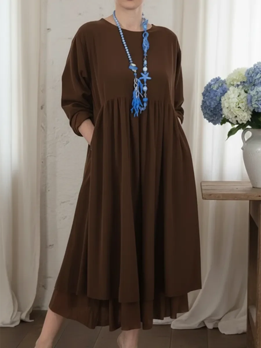 Ceinwen – Maxikleid Mit Lockerem, Doppellagigem Saum