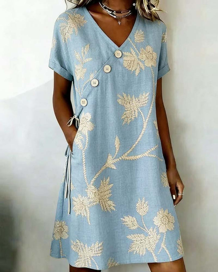Celmira - Mini Kleid MIT Diagonalem Knopfmuster
