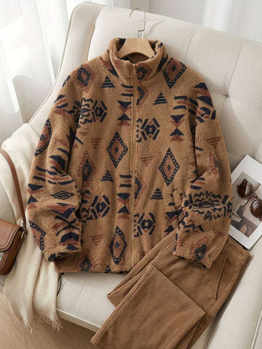 Esra – Langärmelige Jacke Mit Geometrischem Muster