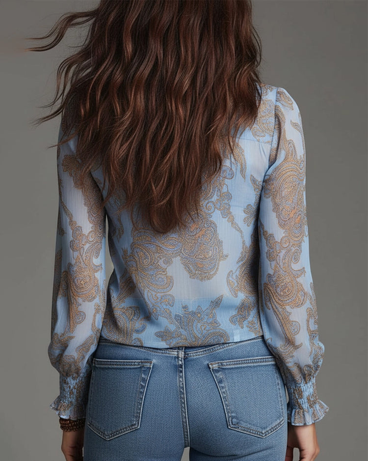 Vaidile - Lässige Bluse Mit Halbem Reißverschluss Und Rüschen