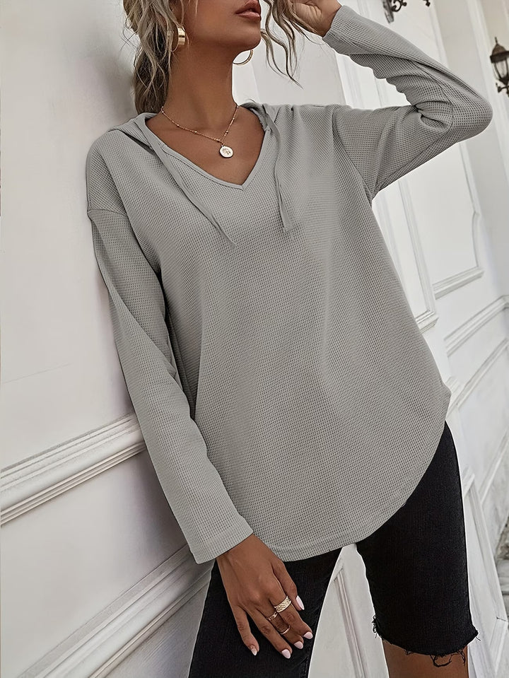 Seonie – Langarm Kapuzenpulli Mit V-ausschnitt