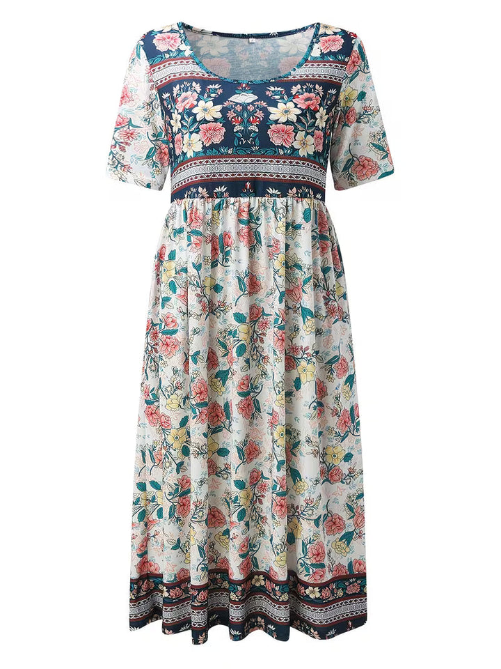 Lisan – Kleid mit Vintage-Blumenmuster und Tasche