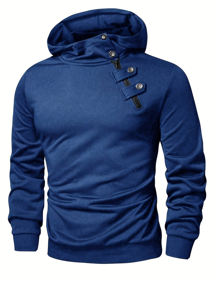 Klod – Lässiger Langarm Kapuzenpullover Mit Knöpfen