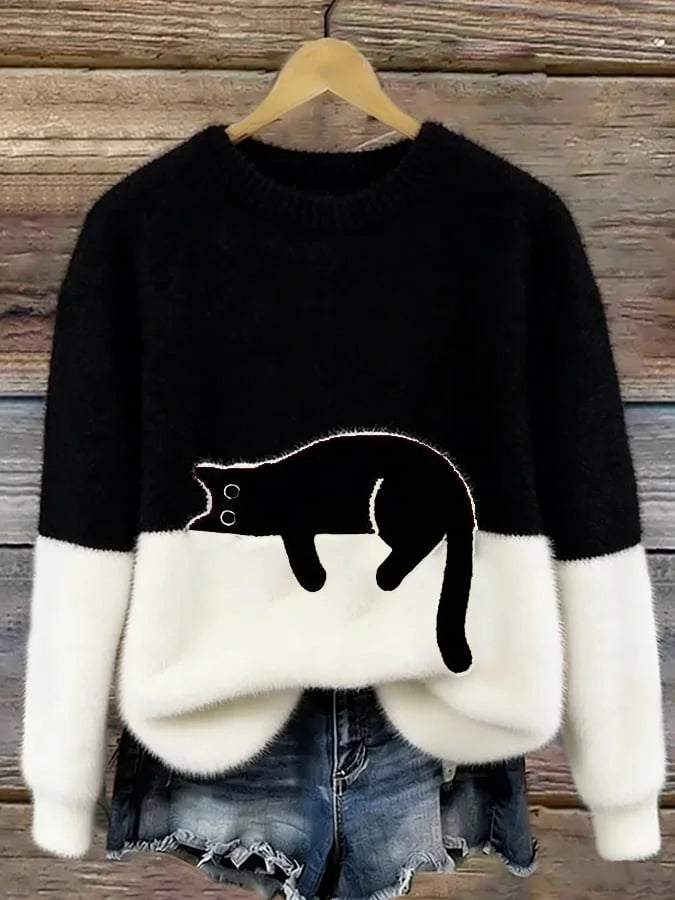 Zaidia – Gemütlicher Strickpullover Mit Süßer Katze